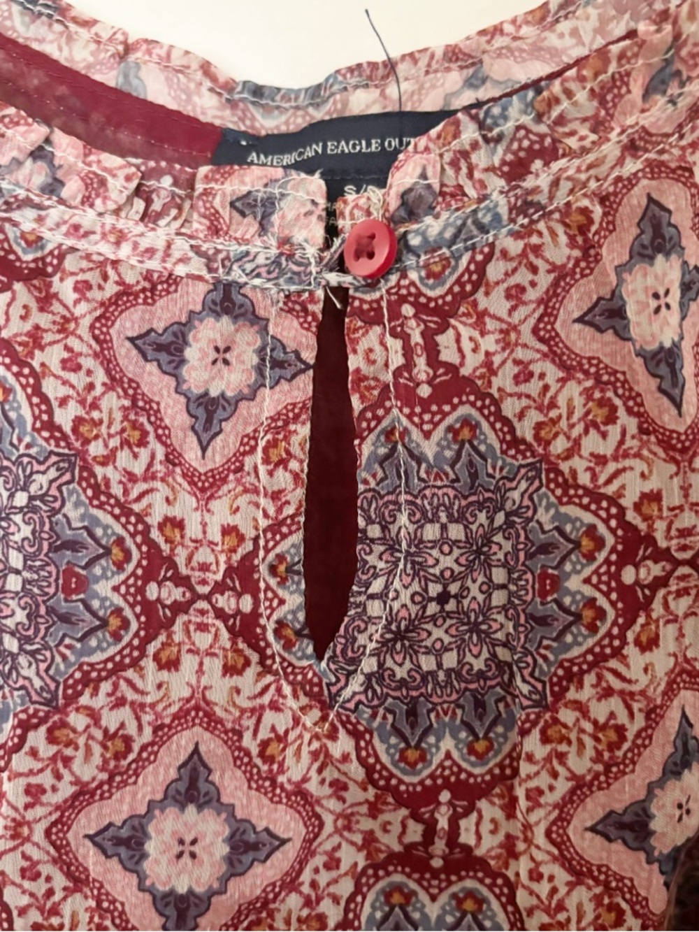 American Eagle Outfitters Printed Spaghetti Strap Tank Womens Sz Small Sheer - Picture 4 of 7